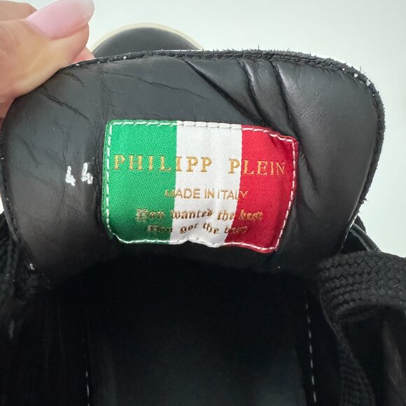 PHILIPP PLEIN Leather Studs Lo-Top sneakers Black, Size 44/ US 11 - Picture 14 of 17